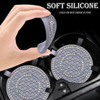 4PCS Bling Crystal Rhinestone Cup Holder Coaster, 2.75 inch Soft Silicone Anti-Slip Shockproof, Car Cup Holder Insert Coasters, Universal Car Interior Accessories for Women (Gray & Colorful)
