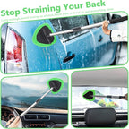 Car Windshield Cleaning Tools, Expandable Car Window Cleaner kit with 4 Reusable Microfiber Pads, Bottles, Windshield Cleaning Wand Tool, Auto Interior Dust Brush, for Trucks, SUVs, RVs etc
