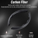2Pc Carbon Fiber Steering Wheel Cover Universal Fit 99% Cars | Non-slip soft grip, easy to wipe clean, quick to install, perfect for daily commutes and road trips, Black