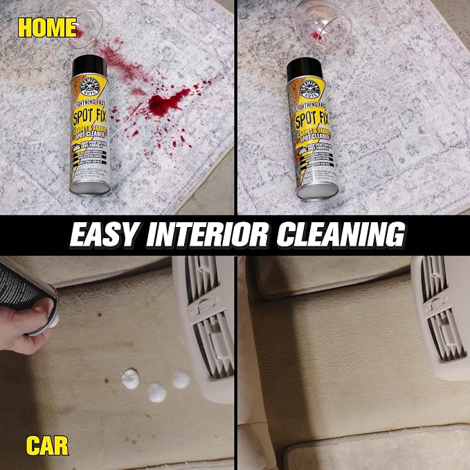 Lightning Fast Carpet Spot Cleaner 18 oz Aerosol, Fabric Stain Extractor For Car Carpets, Seats, Floor Mats And Upholstery With Precision Spray Application (2 Pack)