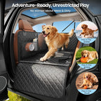 2.0 Hard Bottom Back Seat Extender for Heavy-Duty Dogs, Dog Truck Seat Cover with Cushion Sponge, Waterproof Dog Hammock with Mesh Window for Car, Universal Fit for Crew Cab Truck/SUV, XL Black