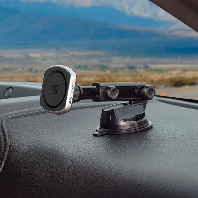 MP2WDEX2-XTSP MagicMount Pro2 Magnetic Car Phone Holder Extendo Telescoping Windshield or Dashboard Mount with Suction Cup Compatible with MagSafe, iPhones, Galaxy, Pixel & All Smartphones