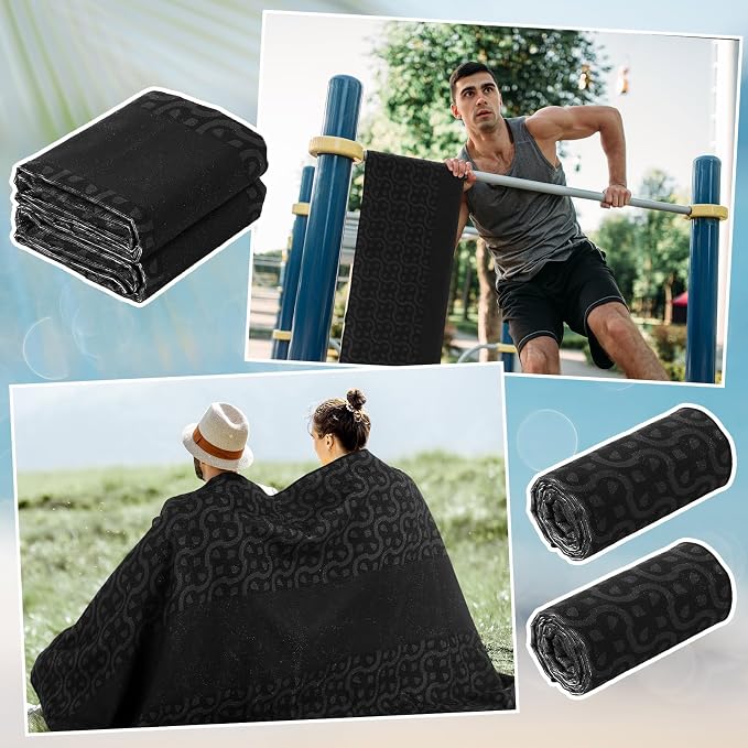 2 Pack Car Seat Towel Covers Athletic Running Towel Performance Microfiber Post Workout Sweat Washable Cover Non Slip for Seat Outdoor Sport (Midnight)