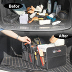 Car Trunk Organizer, Car Organizers and Storage Collapsible Multi Compartment Container Box, Adjustable Car Accessories for SUV Sedan Truck, Standard Size, Black