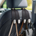 Car Seat Headrest Hooks for Purses & Shopping Bags, 2 Pack Suede Car Purse Hook, Double Hooks Secure Bags While Driving, Elegant & Durable, Simple to Install, Fits Handbags, Grocery Bags, Bottles.