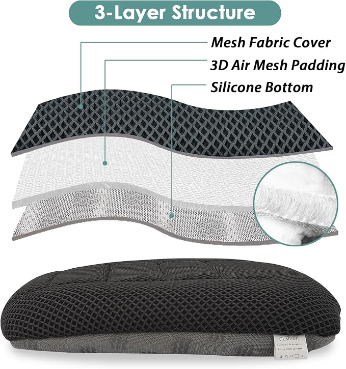 17.7" L × 16.9" W × 3" H,Car Booster Seat Cushion Raise The Height for Short People Driving, Breathable 3D Air Mesh, 3 Inch Booster Seat, Non-Slip Bottom, Car Seat Pad with Truck,Cars,SUVs