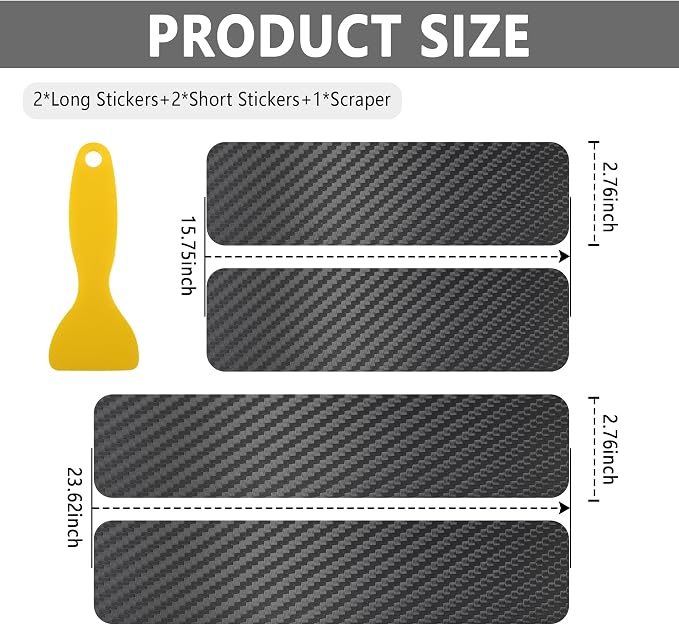 4PCS Car Door Sill Protector with Scraper,Carbon Fiber Car Door Protector Edge Guards for Front Rear Door Sills,Universal Anti-Scratch Car Door Threshold Strips (4D Black)