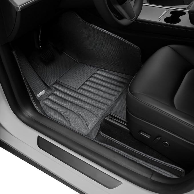 6-Piece Floor Mats & Cargo Liners Compatible with Tesla Model Y 2020-2024 5-Seat, 5D Laser Measured All-Weather Floor Liners with Trunk Frunk Mats & Door Sill Threshold Guards, Black