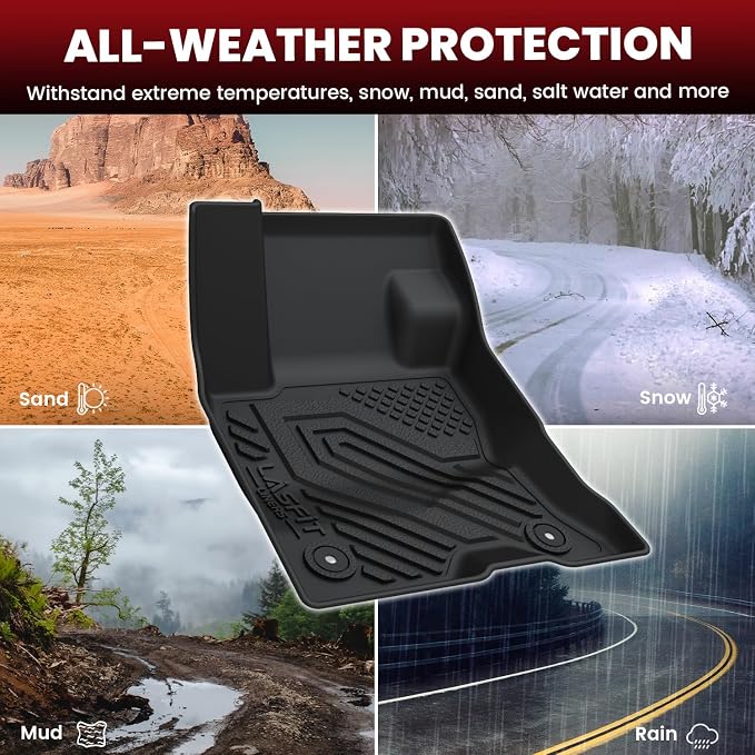Floor Mats and Cargo Liner for Ford Escape Hybrid 2020-2025 2026(NOT for Gasoline Models) All Weather Protector TPE Custom Fit Car Floor Liners, 1st & 2nd Row & Trunk Set, 4PCS Black