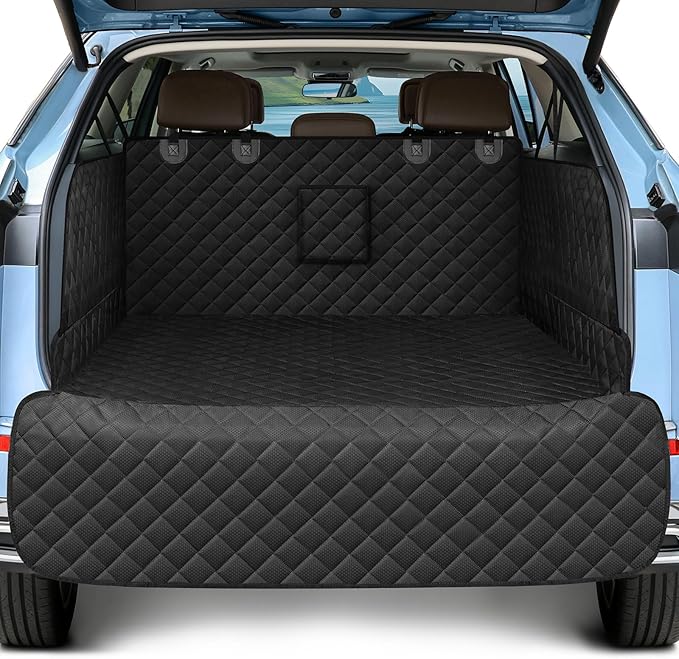 SUV Cargo Liner for Dogs, Waterproof Pet Cargo Cover with Bumper Flap Protector, Scrachproof Non-Slip 600D Oxford Fabric, Machine Washable