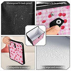 Car Trash Can Organizer Bin with Adjustable Strap for Back Front Seat Console Waterproof Leakproof Collapsible Portable 11 Inch Pink Juicy Checkered Cherry