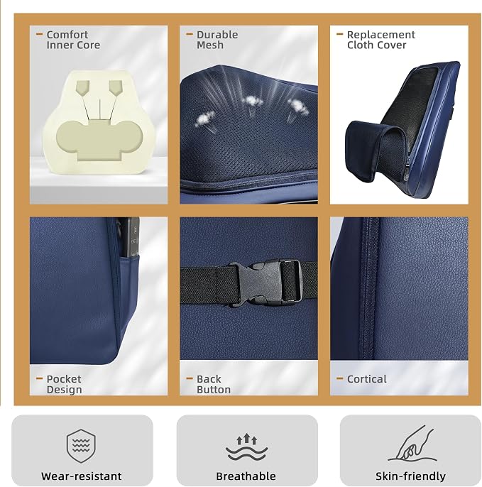 Back Massager with Heat, Shiatsu Chair Cushion for Lower Back | Upper & Lower Back 2-Level Heat, 16 Nodes Bidirectional Deep Kneading, Removable Washable Cover, Universal Fit for Mom, Dad