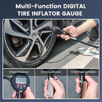 Digital Tire Pressure Gauge with Inflator: 250 PSI Air Compressor Attachment Inflation Gun with Heavy Duty 360° Air Chuck & Extended Hose and Quick Connect Coupler