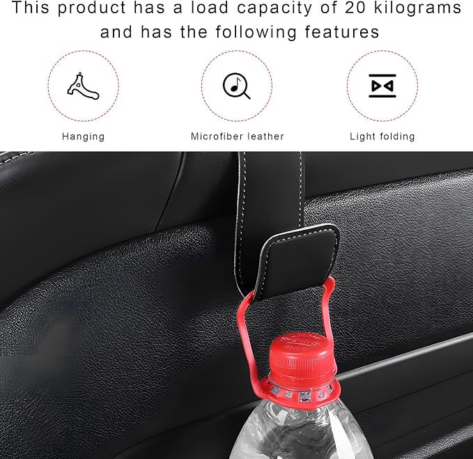 2 PCS Car Seat Headrest Hook, Microfiber Leather Purse Hooks Back Seat Storage Organizer, Auto Interior Headrest Holder for Hanging Bag Coat Grocery, Car Accessories (Carbon Fiber)