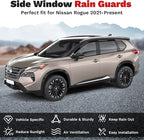 Window Visors Rain Guards for 2021-2025 2026 Nissan Rogue Accessories, Outside-Mount Tape-On Side Window Wind Deflectors Vent Visors Shades Rainproof 4PCS