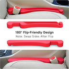 Car Seat Gap Filler Set of 2, 3IN1 Seat Side Gap Filler Plug with Storage Slot & Hook Function, Soft Foam Universal Fit Car SUV Truck Fill Gap Between Seats Console Organizer (Narrow Red)