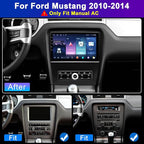 8Core 4G+64G Car Radio for Ford Mustang 2010-2014: 10.1-Inch Upgrade Android 15 Stereo Head Unit CarPlay Android Auto, BT, WiFi 6, AM, FM, RDS, 36EQ, GPS, SWC, 1080P Backup Camera (Only fit Manual AC)