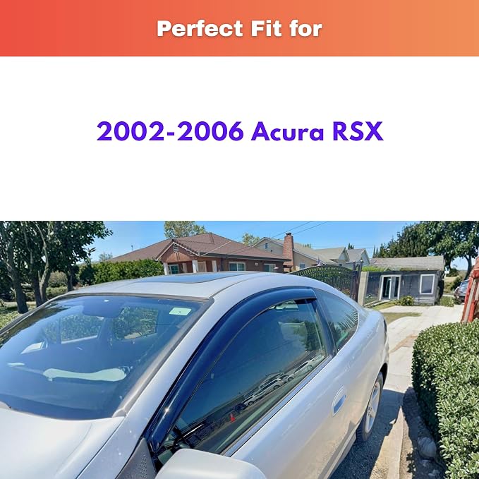 KPY Rain Guards Fit for 2002-2006 Acura RSX, Out-Channel Window Visors Vent Wind Deflectors 2PC, Car Accessories for 02-06 Acura RSX
