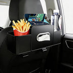 Back Seat Car Organizer, 4+2 in 1 Multifunctional Car Backseat Storage Box with 2 Cup Holders Tissue Box Hook, Car Interior Storage for Travel Phones Snacks Drinks(Black)