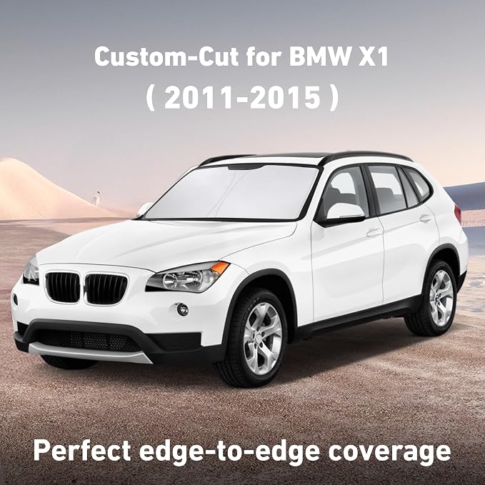 Windshield Sunshade Compatible for BMW X1 2011-2013 2014 2015, Sun Visor for Front Windshield & Window Sun Shade Cover, UV Heat Blocker & Protector, Car Accessories