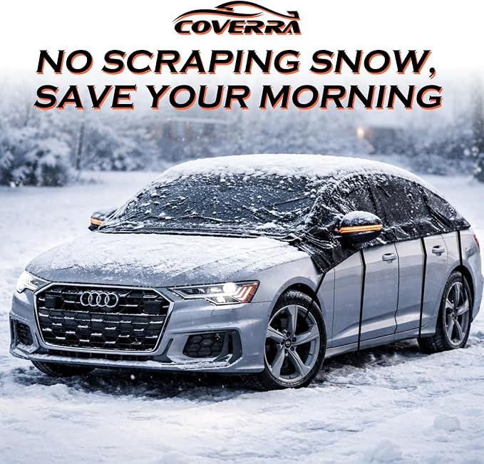 Half Car Cover SUV, Hail Protector Car Cover with Cotton Liner, Top Cover for Ice and Snow, All Weather Vehicle Body Cover for Sun, Rain, Dust, Fit SUV 190-200 inchs