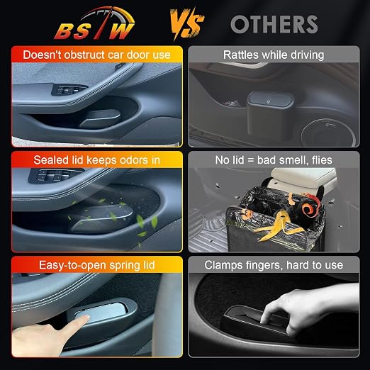 for Tesla Model Y Trash Can Tesla Model 3 Trash Bin for 2018-2024 Tesla Small Car Trash Can for Driver & Passenger Front Side Door Mini Trash Garbage Bin w/Lid (Tesla Left & Right Side)