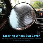 Car Steering Wheel Sun Shade, 18.1" Sun-proof Anti-aging Steering Wheel Sun Cover, Edge-locking Heat-insulated Fully Wrapped Protector, Universal for Most Cars (Silver)