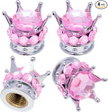 4PCS Crown Bling Tire Stem Valve Caps, Crystal Diamond Car Wheel Tire Valve Caps Universal Copper Core Stem Covers for Cars, SUV, Trucks, Bikes, Motorcycles, Bicycles (Silver & Pink)