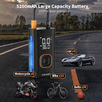 Tire Inflator Portable Air Compressor, 150PSI Portable Air Compressor with Accurate Pressure Gauge E-Bike Inflation Cordless Air Pump for Bike Pump Car Motorcycle Ball