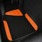 Waterproof Universal Fit Car Floor Mats, Faux Leather Car Carpet Mats,Car Mats with Anti-Slip Nibbs Backing & Driver Heel Pad Fit for SUV,Vans,sedans, Trucks,Set of 4pcs (Orange)