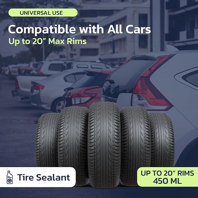 Tire Sealant Instant Flat Tire Repair Kit (15.22oz) – Seals Punctures Up to 0.236 Inch for Cars, Trucks & SUVs – TPMS Safe, All-Weather, Works with Most Inflators, Drive 125mi