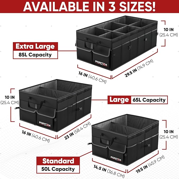 Trunk Organizer For SUV Car Trunk Organizer, Foldable Storage, Car Accessories for Women Men, Collapsible Bag, 600D Oxford, Non Slip Bottom, Straps, Soft Cover (85L)