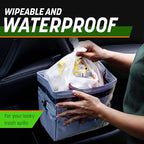 Car Trash Can - Collapsible, Leakproof Garbage Bin with Adjustable Strap and 20 Trash Bags - Car & Truck Accessories for Men and Women - Grey with Lid