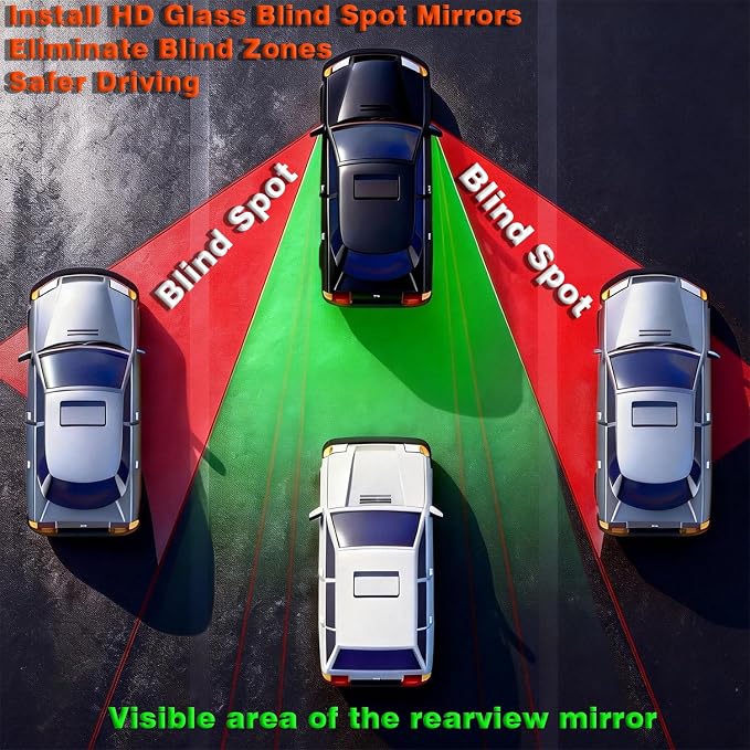Blind Spot Mirrors 4 Pack HD Frameless Convex Mirrors for Wide Angle Side View Blind Spot Coverage