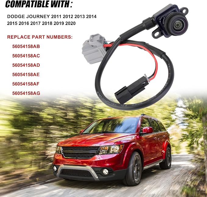 Rear View Backup Camera Replacement for Dodge Journey 2011 2012 2013 2014 2015 2016 2017 2018 2019 2020 Parking Back Up Camera Replaces# 56054158AB 56054158AC 56054158AD 56054158AE 56054158AF