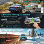 12'' 4K Rear View Mirror Camera,4K+2.5k Front and Rear Mirror Dash Cam,ADAS BSD LCA Smart Rearview Mirror for Cars,App WiFi,Night Vision, Parking Monitor, 64GB Card & GPS Digital View Mirror Dashcam