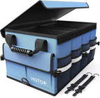 Car Trunk Organizer - Foldable Trunk Organizer for SUV, Car Storage with Reflective Strips & Securing Cover, Large Capacity Car Accessories for Truck, Van & Sedan, Blue, 22.1" x 12.6" x 11.0"