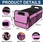 Car Trunk Organizer for SUV, Car Organizers and Storage with Reinforced Handles, Car Accessories for Women/Men 70L Waterproof Polyester Trunk Organizer(Large, Pink)