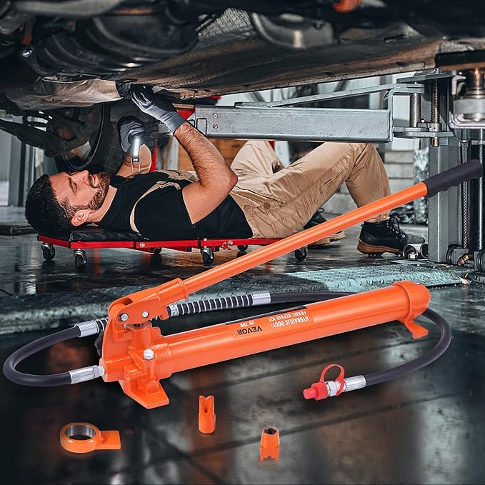 Porta Power Kit, 20 Ton Load, Portable Hydraulic Jack with 4.6 ft Extended Oil Hose, Comprehensive Accessories, Car Frame Repair Tool with Portable Storage Case for Automotive, Heavy Equipment