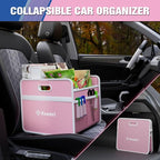 K KNODEL Car Trunk Organizer, Foldable Organizer for Car, Automotive Consoles & Organizers, Storage with Reinforced Handles (Small, Pink)