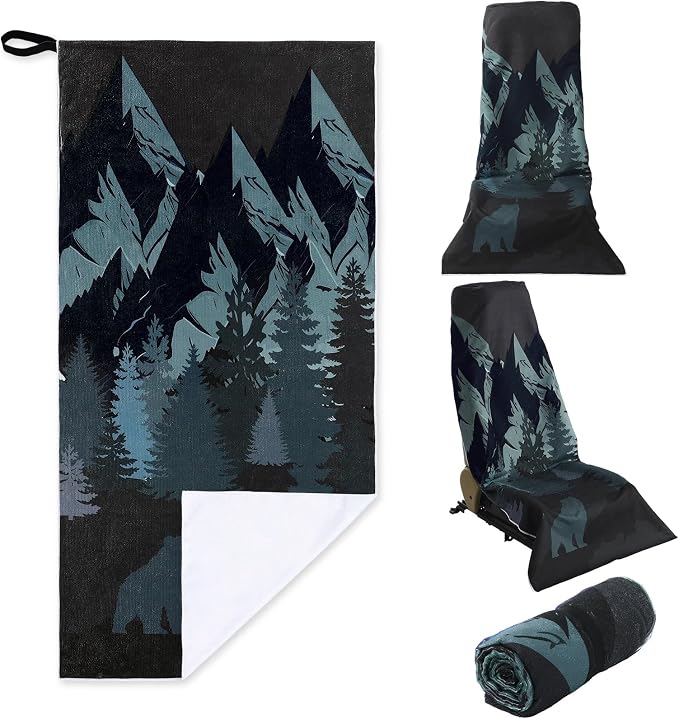 Car Seat Towel Covers Christmas Car Accessories Gifts Athletic Running Towel Performance Microfiber Post Workout Sweat Washable Cover Non Slip for Seat Outdoor Sport(Bear Ridge)