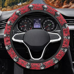 Car Steering Wheel Covers Sweat Absorption Comfort Grip for Men | Skull Bat Red Print, Halloween Decor, Car SUV Sedans Interior Accessories, Steering Wheel Protection Sweat Absorption