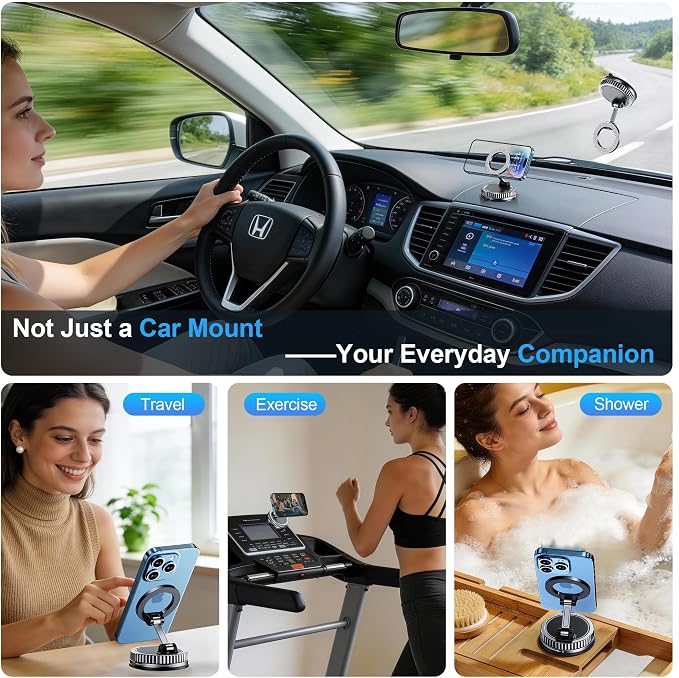 Car Phone Holder for Magsafe [2026 89+LBS Suction & 3700gf Magnetic] 360° Adjustable cell Phone Mount, Phone Holders for Your Car Dashboard & Windshield Pad Phone Holder for iPhone 17-12 Series