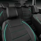 Universal FIT Piping Leather Car Seat Cover, for suvs,Van,Trucks,Airbag Compatible,Inside Zipper Design and Reserved Opening Holes (Full Set, Black and Mint)