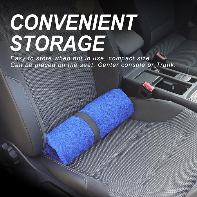 Waterproof Car Towel Seat Covers Front Seats for After Gym Workout,Auto Universal Interior Sweat Towels Cloth Bucket Carseat Cover Protector for Trucks SUV RV Boat Van (Blue with White)
