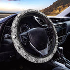 Steering Wheel Protection for Most Cars Interior Accessories | Skull Bat Grey Automotive Steering Wheel Cushion, Halloween Decor, Anti-slip Universal 14-15 inch, Easy Install