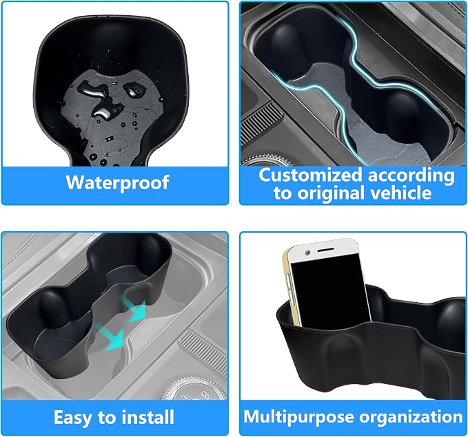 Cup Holder Insert for GMC Hummer EV 2026 2025 2024 2023 2022 Accessories Center Console Silicone Cup Holder Drink Bottle Holder Organizer Non-Slip Interior Decoration for Hummer EV SUV Black