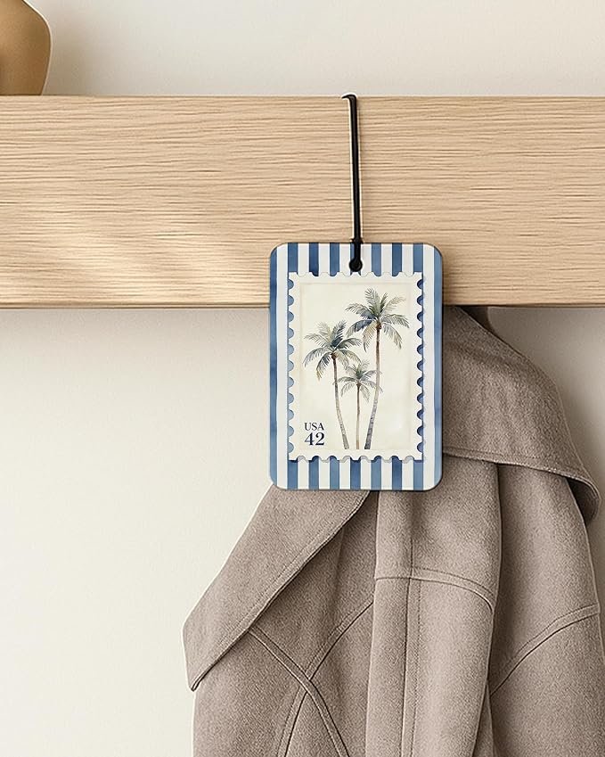 Navy Blue Beach Car Air Freshener 4 Pcs Coconut Scented, Starfish Octopus Palm Tree Car Accessories Mirror Decor for Women, Coastal Cowgirl Hanging Air Freshener for Cars Closet Drawer Books