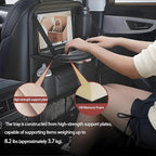 2 Pack Leather Car Backseat Organizer with Foldable Table Tray, Universal Car Seat Back Protector Kick Mat with Touchscreen Tablet Holder, Storage Pockets, Cup Holders & Tissue Holder, Black