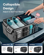 Trunk Organizer for Car - Car Organizer, Foldable Trunk organizer for SUVs & Sedans, Sturdy Organization for Car Accessories, Tools, Sundries, Grey, 2 Compartments, 21.3"×12.6"×10.6"
